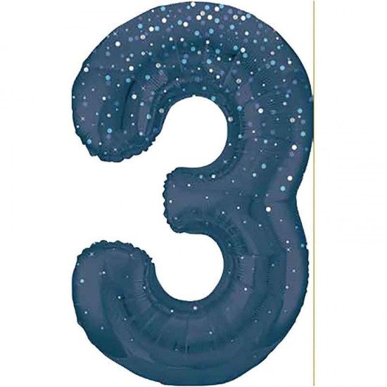 Glitz Navy Blue Jumbo Number 3 Balloon