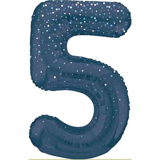 Glitz Navy Blue Jumbo Number 5 Balloon