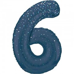 Glitz Navy Blue Jumbo Number 6 Balloon Glitz Navy Blue Jumbo Number 6 Balloon
