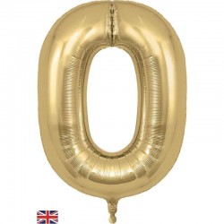 Gold Silk  Jumbo Number 0 Balloon