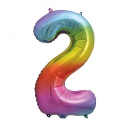 Rainbow Jumbo Number 2 Foil Balloon Rainbow Jumbo Number 2 Foil Balloon
