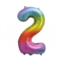 Rainbow Jumbo Number 2 Foil Balloon Rainbow Jumbo Number 2 Foil Balloon