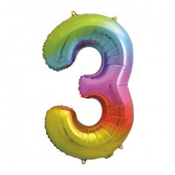 Rainbow Jumbo Number 3 Foil Balloon Rainbow Jumbo Number 3 Foil Balloon
