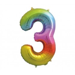Rainbow Jumbo Number 3 Foil Balloon Rainbow Jumbo Number 3 Foil Balloon