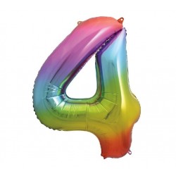 Rainbow Jumbo Number 4 Foil Balloon Rainbow Jumbo Number 4 Foil Balloon