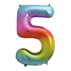Rainbow Jumbo Number 5 Foil Balloon Rainbow Jumbo Number 5 Foil Balloon
