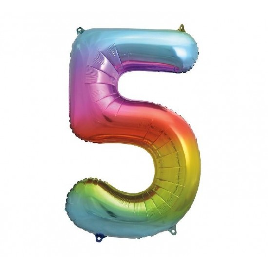 Rainbow Jumbo Number 5 Foil Balloon