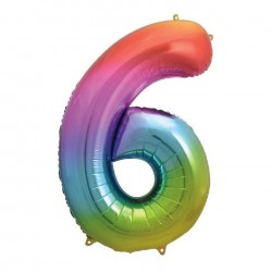 Rainbow Jumbo Number 6 Foil Balloon Rainbow Jumbo Number 6 Foil Balloon