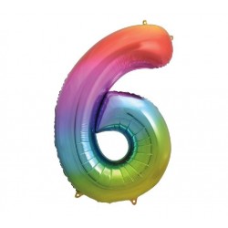 Rainbow Jumbo Number 6 Foil Balloon Rainbow Jumbo Number 6 Foil Balloon