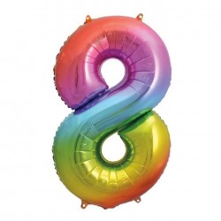 Rainbow Jumbo Number 8 Foil Balloon Rainbow Jumbo Number 8 Foil Balloon