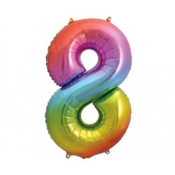 Rainbow Jumbo Number 8 Foil Balloon Rainbow Jumbo Number 8 Foil Balloon