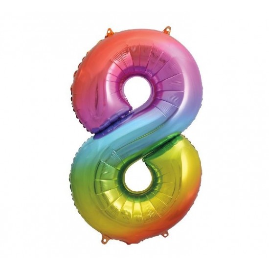 Rainbow Jumbo Number 8 Foil Balloon