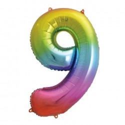 Rainbow Jumbo Number 9 Foil Balloon Rainbow Jumbo Number 9 Foil Balloon
