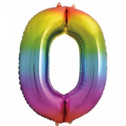 Rainbow Jumbo Number 0 Foil Balloon Rainbow Jumbo Number 0 Foil Balloon