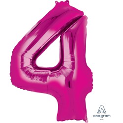 Bright Pink Jumbo Number 4 Balloon