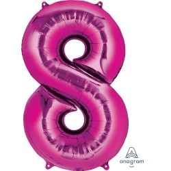 Bright Pink Jumbo Number 8 Balloon Bright Pink Jumbo Number 8 Balloon