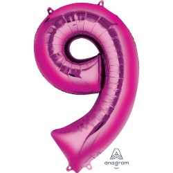 Bright Pink Jumbo Number 9 Balloon Bright Pink Jumbo Number 9 Balloon