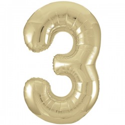 Champagne Gold  Jumbo Number 3 Balloon Champagne Gold  Jumbo Number 3 Balloon