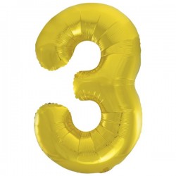 Classic Gold  Jumbo Number 3 Balloon Classic Gold  Jumbo Number 3 Balloon