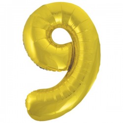 Classic Gold  Jumbo Number 9 Balloon Classic Gold  Jumbo Number 9 Balloon