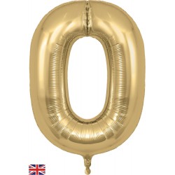 Gold Silk  Jumbo Number 0 Balloon