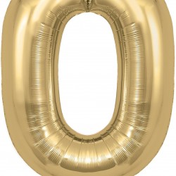 Gold Silk  Jumbo Number 0 Balloon