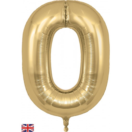 Gold Silk  Jumbo Number 0 Balloon