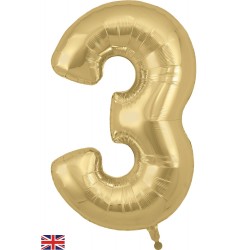 Gold Silk  Jumbo Number 3 Balloon