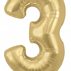 Gold Silk  Jumbo Number 3 Balloon