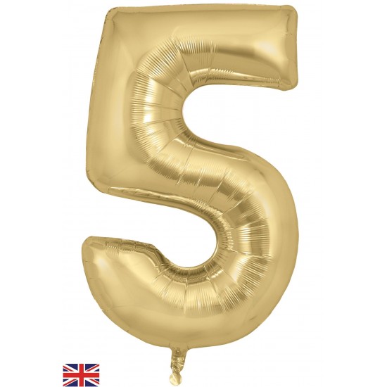 Gold Silk  Jumbo Number 5 Balloon