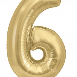 Gold Silk  Jumbo Number 6 Balloon