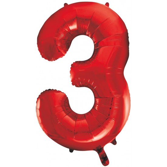 Red Number 3 Balloon Giant 34 Inch Helium Foil Number Balloons