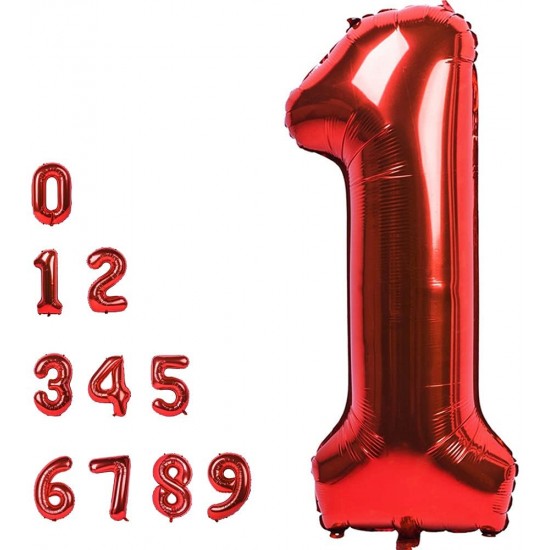 Red Number 1 Balloon Giant 34 Inch Helium Foil Number Balloons