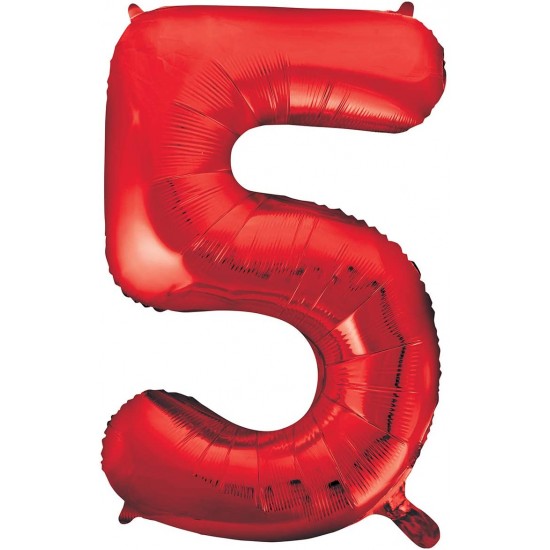 Red Number 5 Balloon Giant 34 Inch Helium Foil Number Balloon
