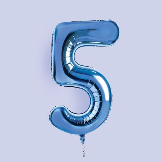Teal Blue Jumbo Number 5 Balloon