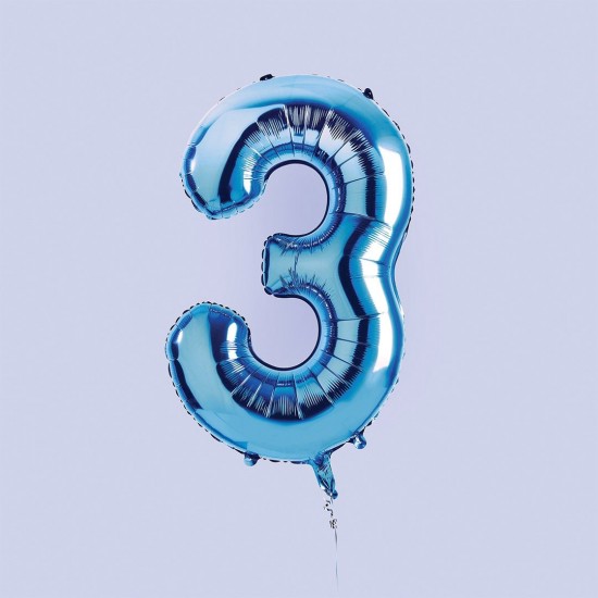 Teal Blue Jumbo Number 3 Balloon