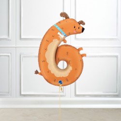 Number 6 Dog Foil Balloon