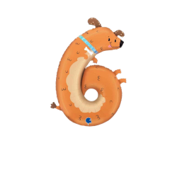 Number 6 Dog Foil Balloon and Standing Dachshund Balloon Number 6 Dog Foil Balloon and Standing Dachshund Balloon