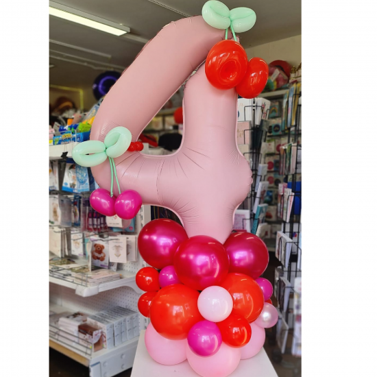 Number Balloon Display with Cherry on Top Number Balloon Display with Cherry on Top
