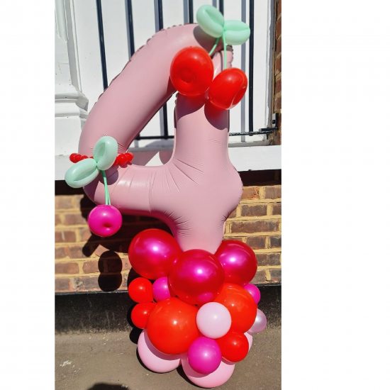 Number Balloon Display with Cherry on Top Number Balloon Display with Cherry on Top