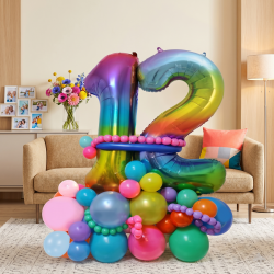 Rainbow Personalised Number Balloon Bouquet