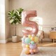 Number Balloon Stack Pastel Rainbow Base and Ribbon Bow