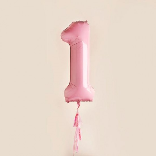 Number 1 Balloon Pastel Pink