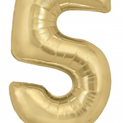 Gold Silk  Jumbo Number 5 Balloon