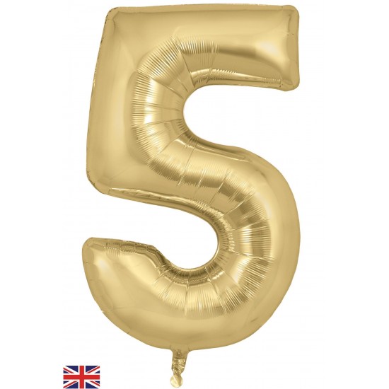 Gold Silk  Jumbo Number 5 Balloon