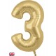 Gold Silk  Jumbo Number 3 Balloon