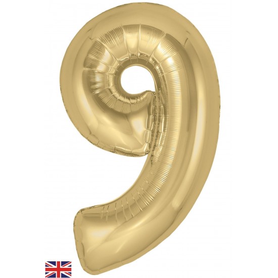 Gold Silk  Jumbo Number 9 Balloon