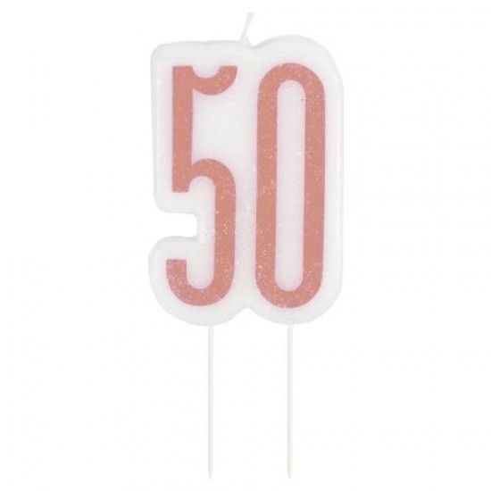 Rose Gold 50th Birthday Candle