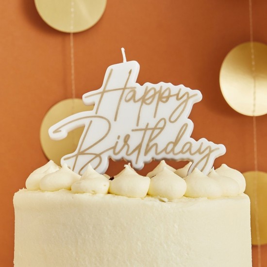 Gold Happy Birthday Candle