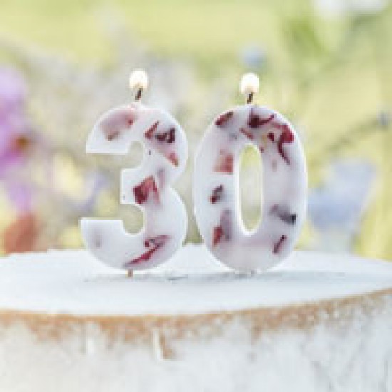 Pressed Petal Number 6 Birthday Cake Candle